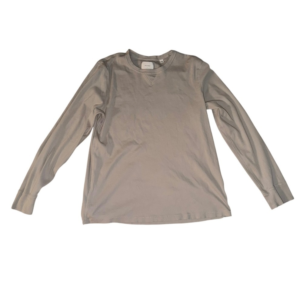 Billy Reid Tan Khaki Crew Shirt Sz L | Cotton Long Sleeve Preppy Stretch Comfy